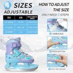 Nattork Adjustable Kids Ice Skates - 4 Size Adjustable Hockey Lace-Up Skates with Warm Plush Lining, Triple Safety Ankle Support, Stainless Steel Blades - Perfect for Boys and Girls Aged 3-12