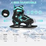 MammyGol Adjustable Ice Skates for Kids Boys and Girls, Hockey Lace-Up Skate, Teal Ice Skating Size 1-4 for Beginner
