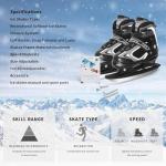 MammyGol Adjustable Ice Skates for Kids, Boys and Girls, Hockey Lace-Up Skate, Black Ice Skating Size M for Beginner
