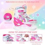 BASYNOL Nattork Girls Ice Skates for Kids Boys,Adjustable Kids Ice Hockey Skates for Outdoor Indoor Rink,Soft Padding and Reinforced Ankle Support Ice Skate,Rainbow XS