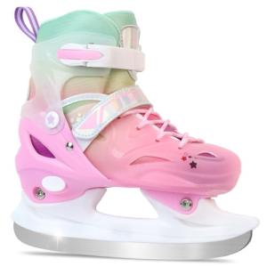 LEVYTEMP Adjustable Girls Ice Skates for Kids - Ice Skating Shoes - Hockey Lace-Up Skates for Youth Beginners,Pink Blue Green