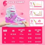 SMOOJOY Adjustable Ice Skates for Kids Boys Girls, Smooth Blades Iceskates, Breathable Fabric and Comfortable Lining Ice Skates, Hockey Skates Shoes for Ages 5-8, Outdoor and Indoor Rink