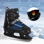 MammyGol Adjustable Ice Skating for Kids, Boys and Girls, Blue Ice Skates Size Large Hockey Lace-Up Ice Skates for Beginner