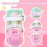 LEVYTEMP Adjustable Girls Ice Skates for Kids - Ice Skating Shoes - Hockey Lace-Up Skates for Youth Beginners,Pink Blue Green