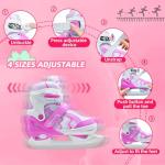 SMOOJOY Adjustable Ice Skates for Kids Boys Girls, Smooth Blades Iceskates, Breathable Fabric and Comfortable Lining Ice Skates, Hockey Skates Shoes for Ages 5-8, Outdoor and Indoor Rink