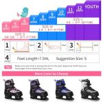 Nattork Ice Skates for Kids Boys and Girls -Adjustable Blue,Black,Pink,Purple Ice Hockey Skates,Warm and Soft Plush Lining and Enhanced Ankle Support