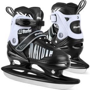 Sitanflex Ice Skates, Adjustable Ice Skates for Kids, Girls and Boys Ages 4-12, Toddler Ice Hockey Skates for Outdoor and Rink, Soft Padding and Reinforced Ankle Support, White