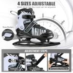 Sitanflex Ice Skates, Adjustable Ice Skates for Kids, Girls and Boys Ages 4-12, Toddler Ice Hockey Skates for Outdoor and Rink, Soft Padding and Reinforced Ankle Support, White