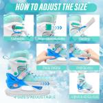 WELLWON Ice Skate for Kids Boys Girls, Adjustable Blades Iceskates, Ice Hockey Skates Size L for Beginner Age 6-12