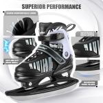 Sitanflex Ice Skates, Adjustable Ice Skates for Kids, Girls and Boys Ages 4-12, Toddler Ice Hockey Skates for Outdoor and Rink, Soft Padding and Reinforced Ankle Support, White