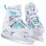 Maxluke Girl's Adjustable Ice Skates | Ice Hockey Skates for Kids Girls Boys | Youth Beginner Ice Skating Shoes for Outdoor and Rink | Soft Comfortable Lining | White Snowflake Style