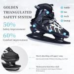 Ice Skates，Boys Hockey Skates,Skates with Adjustable 4 Sizes for Boys Girls Youth Men Women and Beginners (Black Silver, L (4-7) Kid's/(6-8) Women's/(5-7) Men's)
