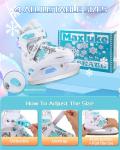 Maxluke Girl's Adjustable Ice Skates | Ice Hockey Skates for Kids Girls Boys | Youth Beginner Ice Skating Shoes for Outdoor and Rink | Soft Comfortable Lining | White Snowflake Style