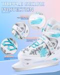 Maxluke Girl's Adjustable Ice Skates | Ice Hockey Skates for Kids Girls Boys | Youth Beginner Ice Skating Shoes for Outdoor and Rink | Soft Comfortable Lining | White Snowflake Style