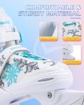 Maxluke Girl's Adjustable Ice Skates | Ice Hockey Skates for Kids Girls Boys | Youth Beginner Ice Skating Shoes for Outdoor and Rink | Soft Comfortable Lining | White Snowflake Style