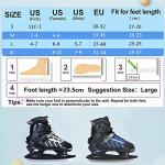 Ice Skates，Boys Hockey Skates,Skates with Adjustable 4 Sizes for Boys Girls Youth Men Women and Beginners (Black Silver, L (4-7) Kid's/(6-8) Women's/(5-7) Men's)
