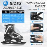 Nattork Ice Skates for Big Kids, Soft Padding and Reinforced Ankle Support Ice Black Hockey Adjustable Skates for Outdoor and Rink (1-4 US)