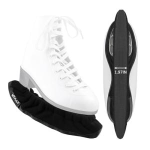 Ice Skate Blade Covers with Thickened Widened Bottom 2-PCS, 1.97IN Wide Cut-Resistant Nylon and Double-Layer Polar Fleece Blades Guards for Hockey Skates & Figure Skates & Ice Skates & Speed Skates,XS