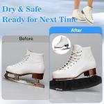 Ice Skate Blade Covers with Thickened Widened Bottom 2-PCS, 1.97IN Wide Cut-Resistant Nylon and Double-Layer Polar Fleece Blades Guards for Hockey Skates & Figure Skates & Ice Skates & Speed Skates,XS