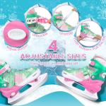 Snowflake Adjustable Ice Skates for Girls, Kids Ice Skating Shoes for Toddlers Youths, Beginner Ice Hockey Skates for Outdoor and Rink, Warm, Comfortable Lining and Reinforced Ankle Support, Pink