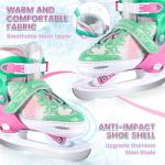Snowflake Adjustable Ice Skates for Girls, Kids Ice Skating Shoes for Toddlers Youths, Beginner Ice Hockey Skates for Outdoor and Rink, Warm, Comfortable Lining and Reinforced Ankle Support, Pink