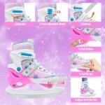 SMOOJOY Adjustable Kids Ice Skates for Girls Boys Comfortable, Smooth Blades Pink Snow Hockey Ice Skating Shoes for Outdoor Indoor Rink, Perfect for Beginner Winter Sports Ages 5-8