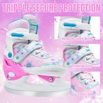 SMOOJOY Adjustable Kids Ice Skates for Girls Boys Comfortable, Smooth Blades Pink Snow Hockey Ice Skating Shoes for Outdoor Indoor Rink, Perfect for Beginner Winter Sports Ages 5-8