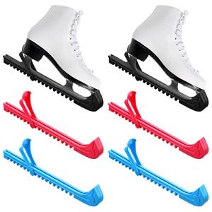 Yilloog 6 Pcs Hockey Skate Guard Ice Skate Blade Covers Hockey Blade Protectors with Adjustable Buckle for Kids Adults Guards(Black, Blue, Pink)