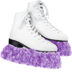 Gemscream Ice Skate Guards Fuzzy Hockey Soakers for Figure Skates Guards for Girls Boys Youth Women Men Adult(L Size,Purple)