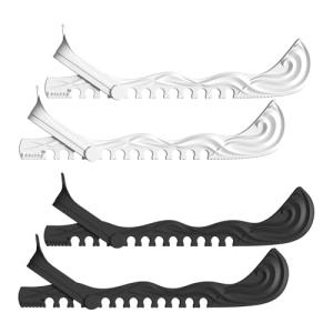 Faumsut Ice Skate Guards, 2 Pack Hockey Shoes Ice Skates Blade Covers, Adjustable Figure Skate Protector Accessories (Black White, Small)
