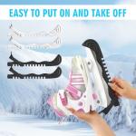 Faumsut Ice Skate Guards, 2 Pack Hockey Shoes Ice Skates Blade Covers, Adjustable Figure Skate Protector Accessories (Black White, Small)