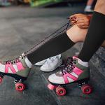 SATINIOR 6 Pairs Ice Skating Socks Roller Skating Socks High Tight Knee Nylon Roller Skate Sock Women Girl(Black)