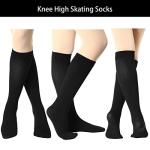 SATINIOR 6 Pairs Ice Skating Socks Roller Skating Socks High Tight Knee Nylon Roller Skate Sock Women Girl(Black)