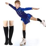 SATINIOR 6 Pairs Ice Skating Socks Roller Skating Socks High Tight Knee Nylon Roller Skate Sock Women Girl(Black)