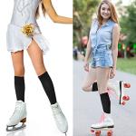 SATINIOR 6 Pairs Ice Skating Socks Roller Skating Socks High Tight Knee Nylon Roller Skate Sock Women Girl(Black)