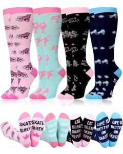 Funny Colorful Knee High Roller Skating Socks