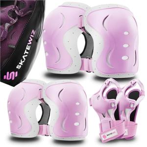 SKATEWIZ Adult Knee Elbow Pads - Pink White