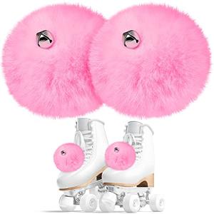 Pink Roller Skate Pom Poms with Bells (2 Pack)