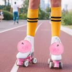 Pink Roller Skate Pom Poms with Bells (2 Pack)