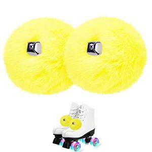 Fluffy Yellow Roller Skate Pom Poms with Bells