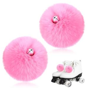 Pink Roller Skate Pom Poms with Bells Set