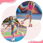 Pink Roller Skate Pom Poms with Bells Set