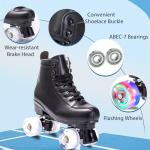 High Top Black PU Leather Quad Skates
