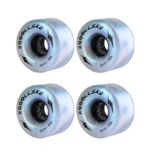 Light Up Roller Skate Wheels 62MM Pearl Silver