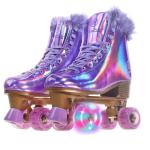 JajaHoho Women’s Lilac Holographic High Top Roller Skates