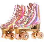 JajaHoho Holographic High Top Roller Skates, Rose Gold