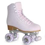 Adjustable Retro Suede Quad Roller Skates - Purple
