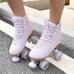 Adjustable Retro Suede Quad Roller Skates - Purple