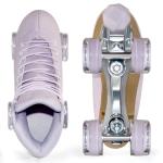 Adjustable Retro Suede Quad Roller Skates - Purple