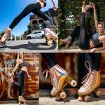 JajaHoho Holographic High Top Roller Skates, Rose Gold